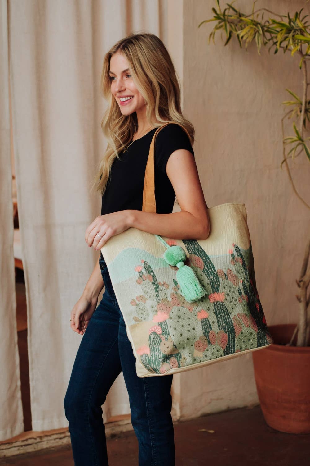 Ivory Cactus Landscape Tote