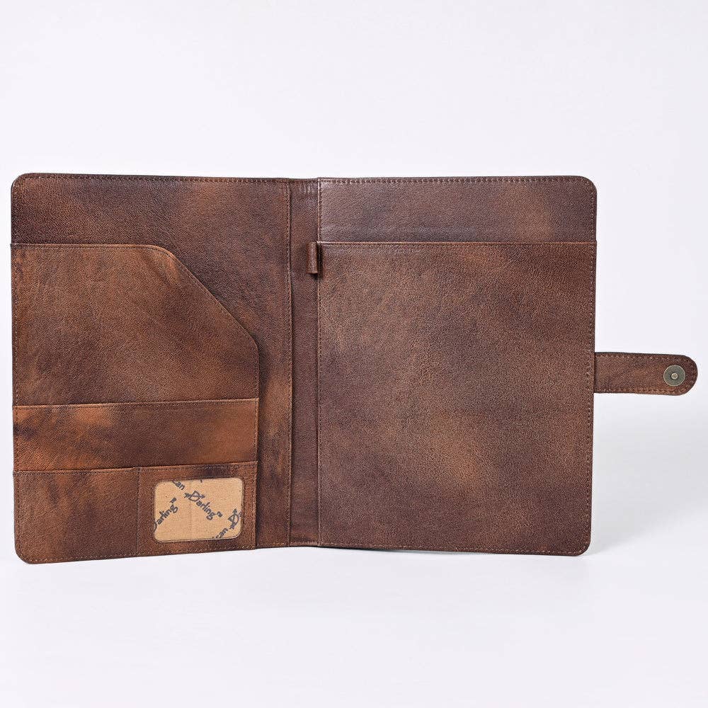 American Darling Tooled Floral Genuine Leather Western Portfolio Bag
