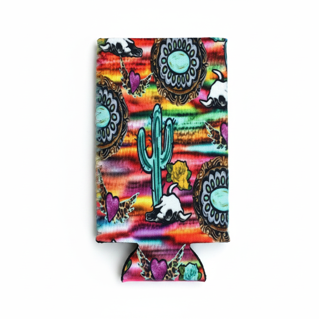 No Fringe Slim Watercolor Western Things Koozie