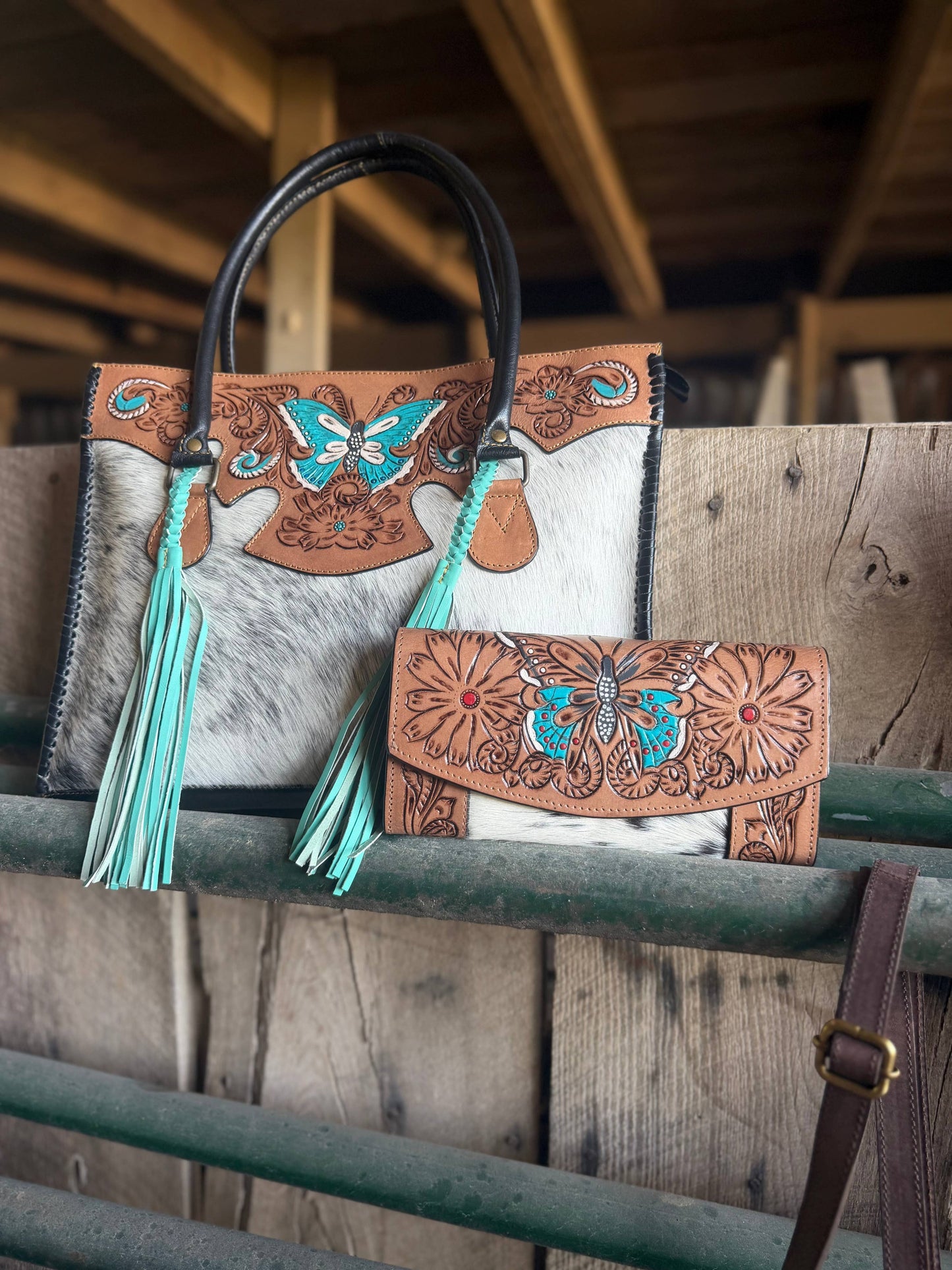 Butterfly Tote and Matching Wallet Set