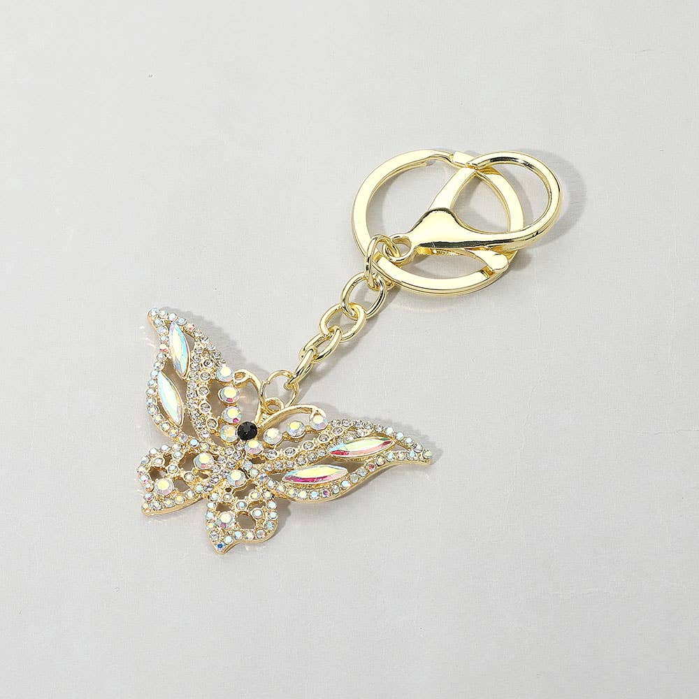 Stone Embellished Butterfly Keychains