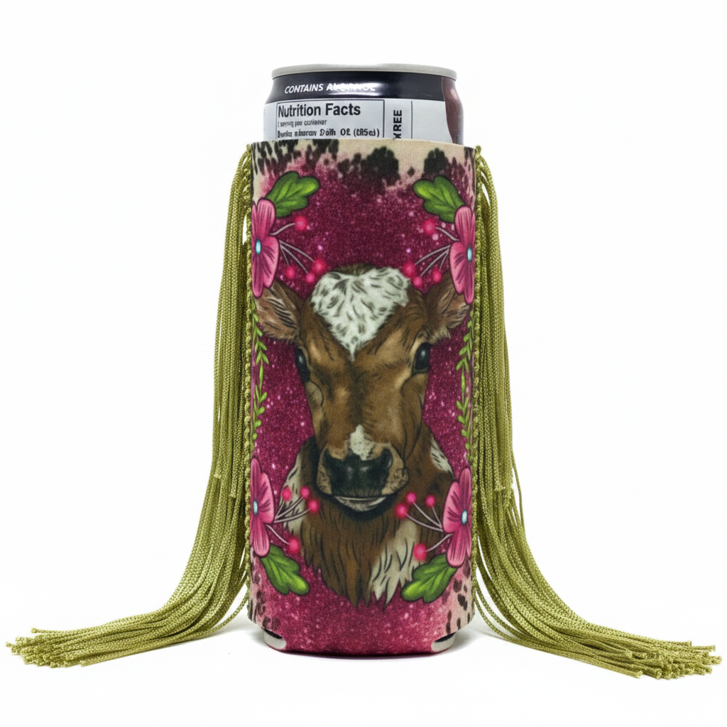 Slim Cow Fringe Koozie