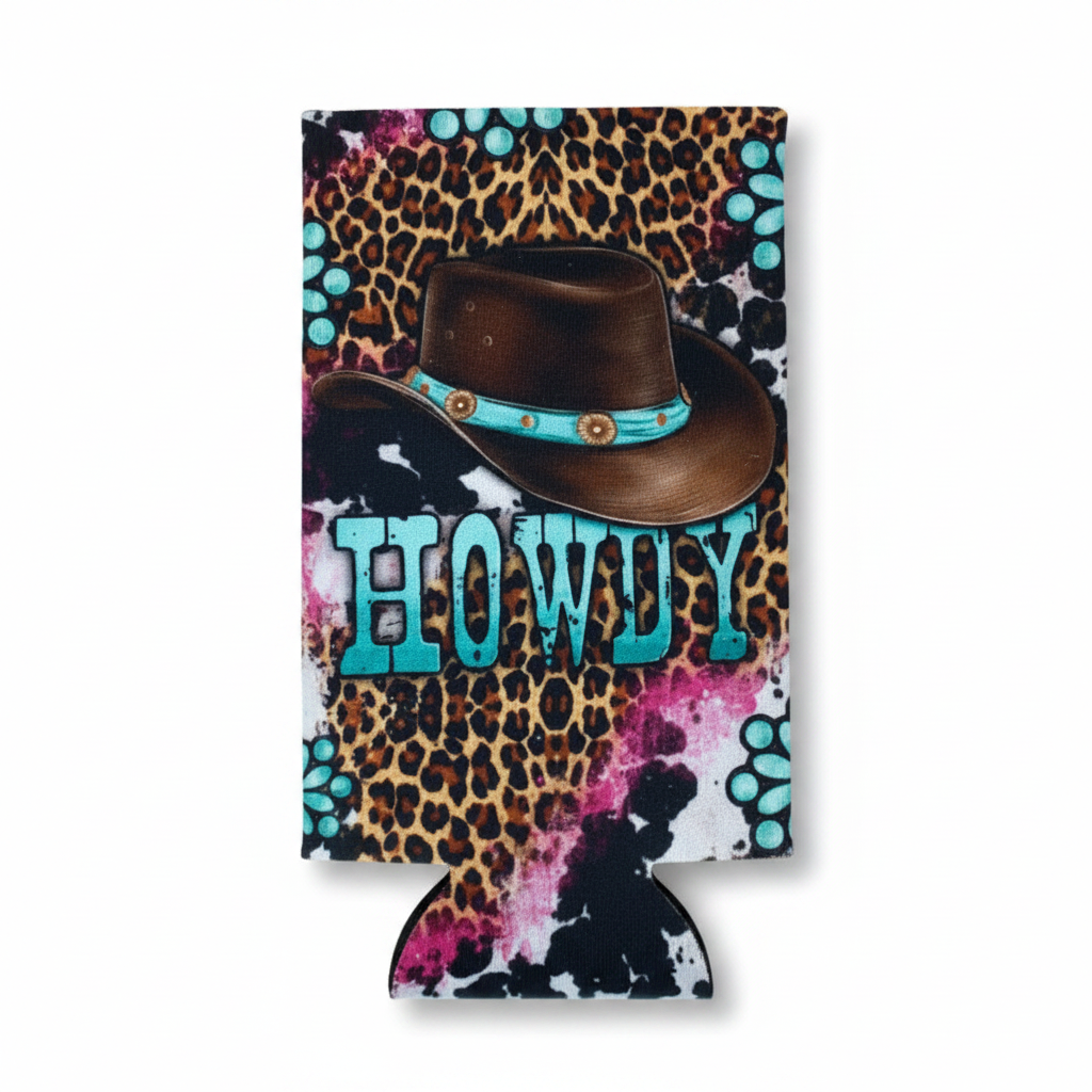 No Fringe Slim Cowboy Hat Howdy Koozie