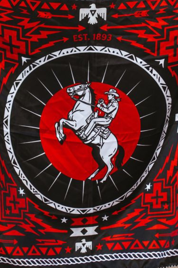 Black Red Aztec Sunset Cowboy Double Sided Printed Wild Rag