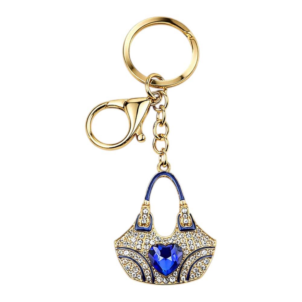 Heart Stone Accent Rhinestone Pave Handbag Charm Keychains