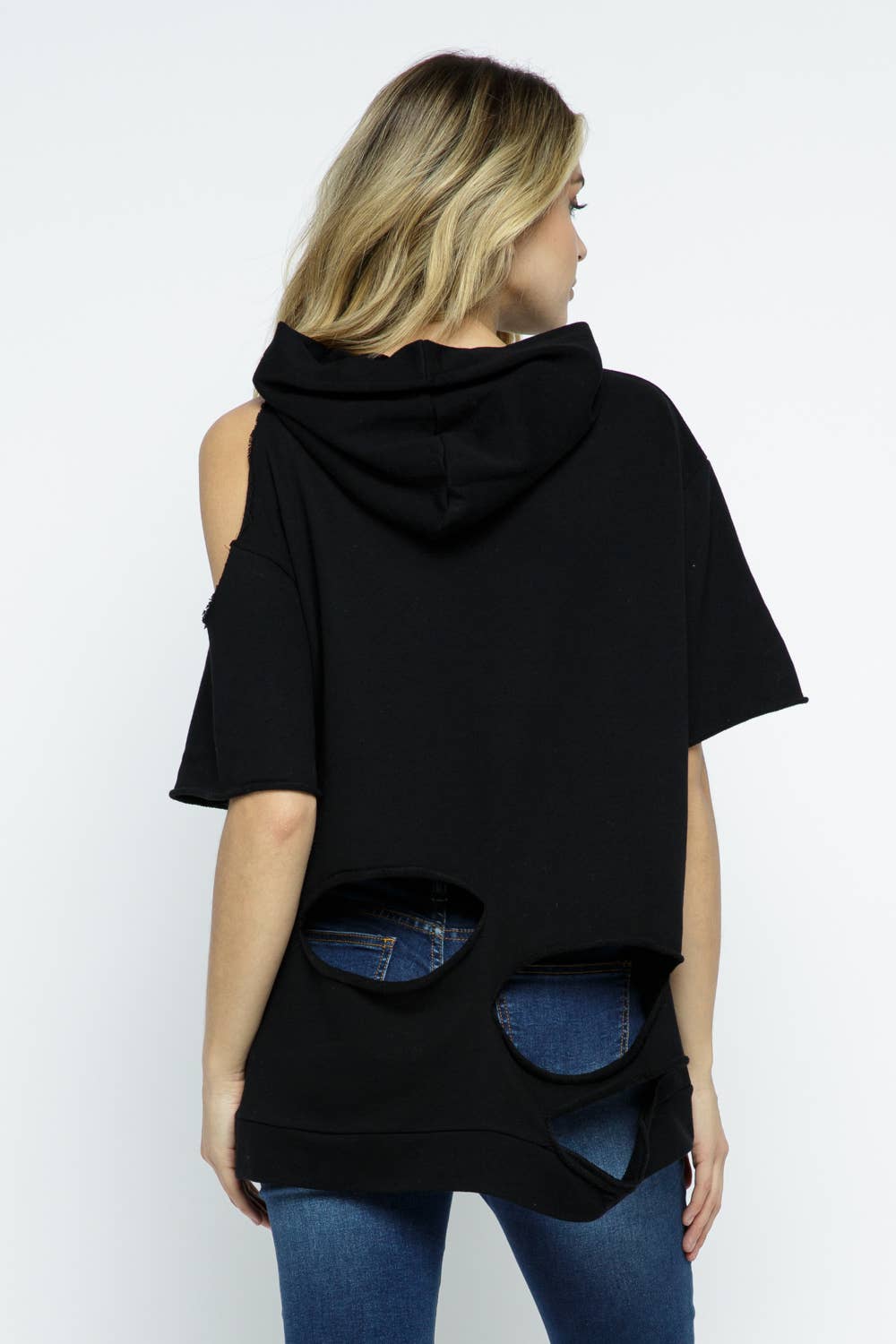 Distressed Short sleeve hoodie