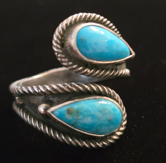#222 Turquoise Statement Ring - Handmade by Navajo Artist Kenny Lonjose