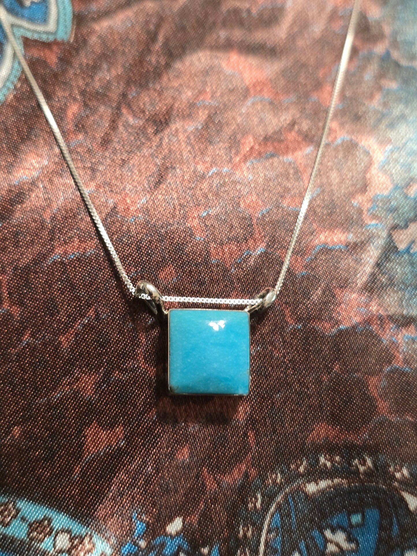 Kingman turquoise square necklace #176