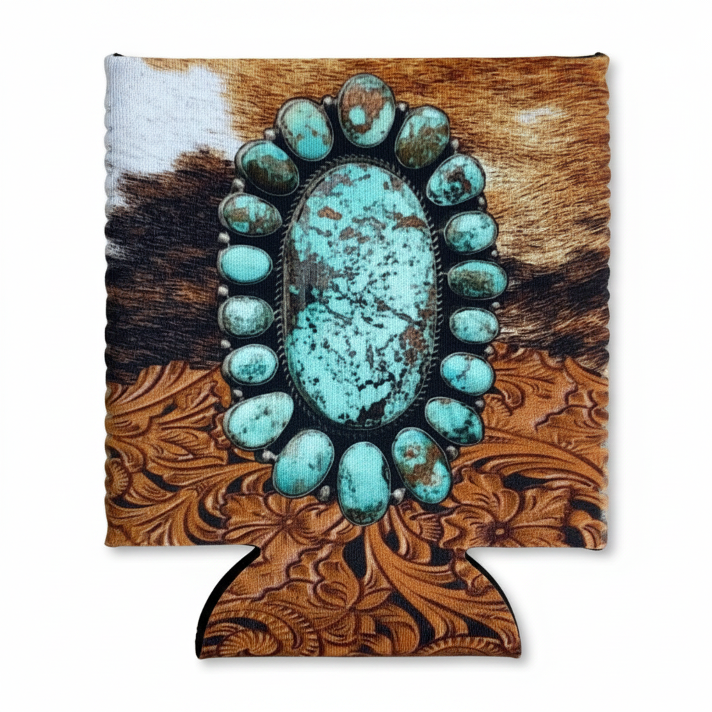 No Fringe Regular Western Cowhide and Leather Koozie