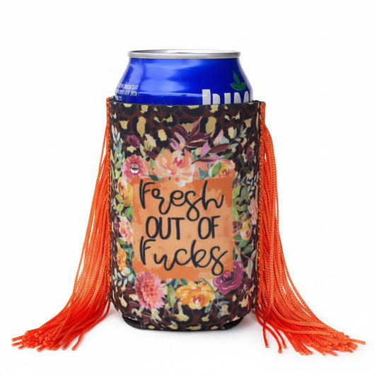 Regular Fresh Out of Fucks Fringe Koozie