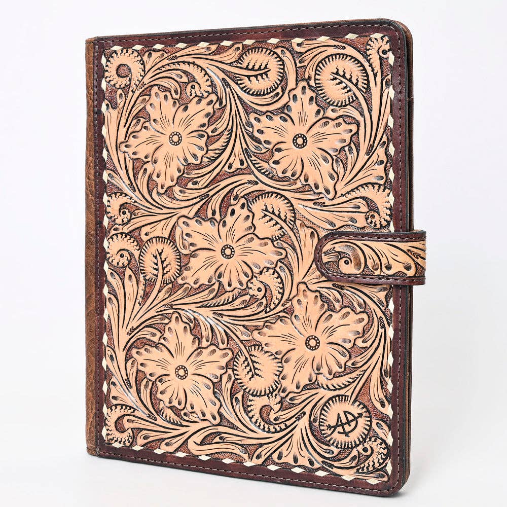 American Darling Hand Tooled Leather Portfolio -Western Floral Sleeve