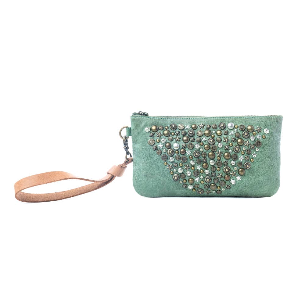 Studded Wash Leather Pouch