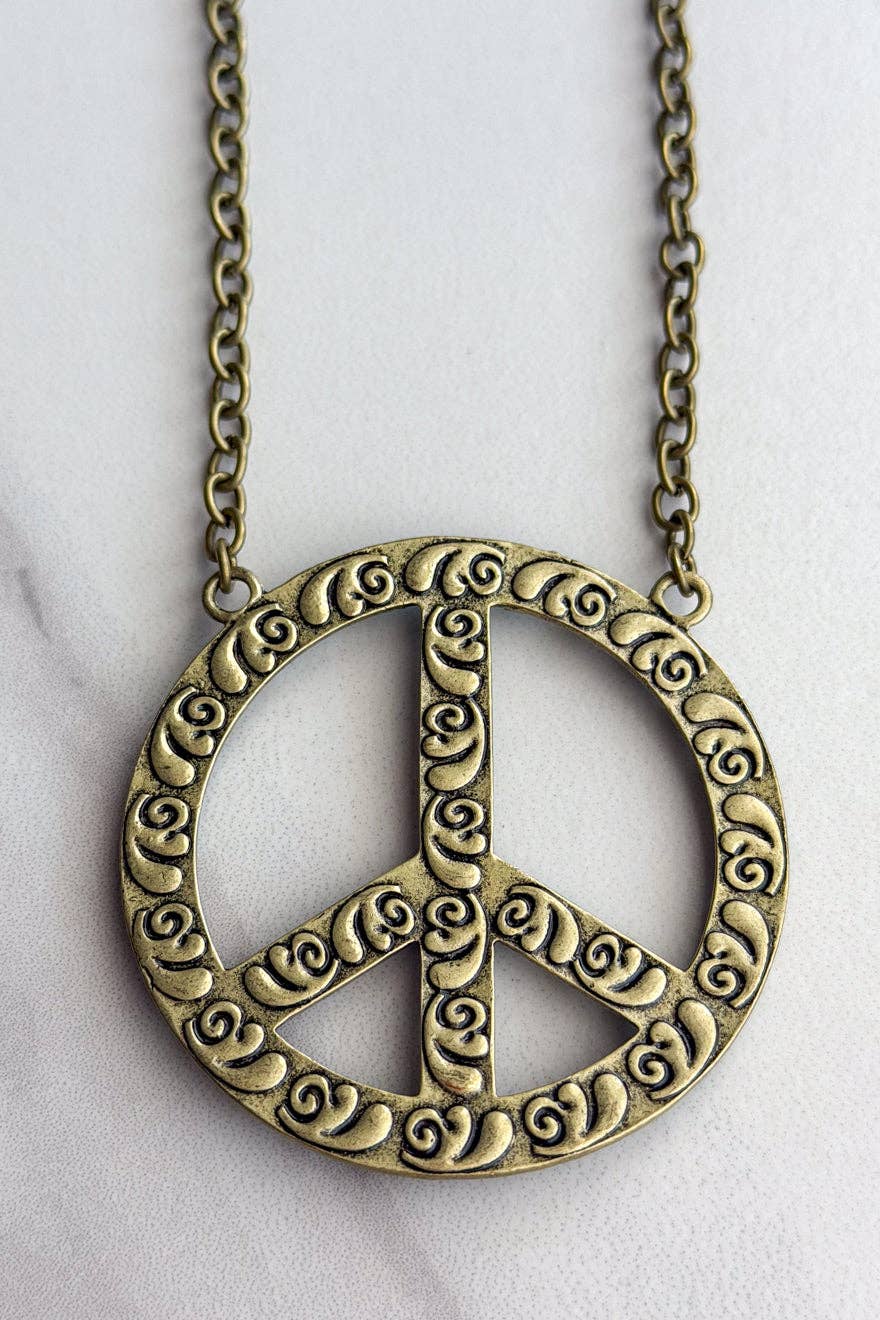 Turquoise Blaze Peace Necklace- Bronze