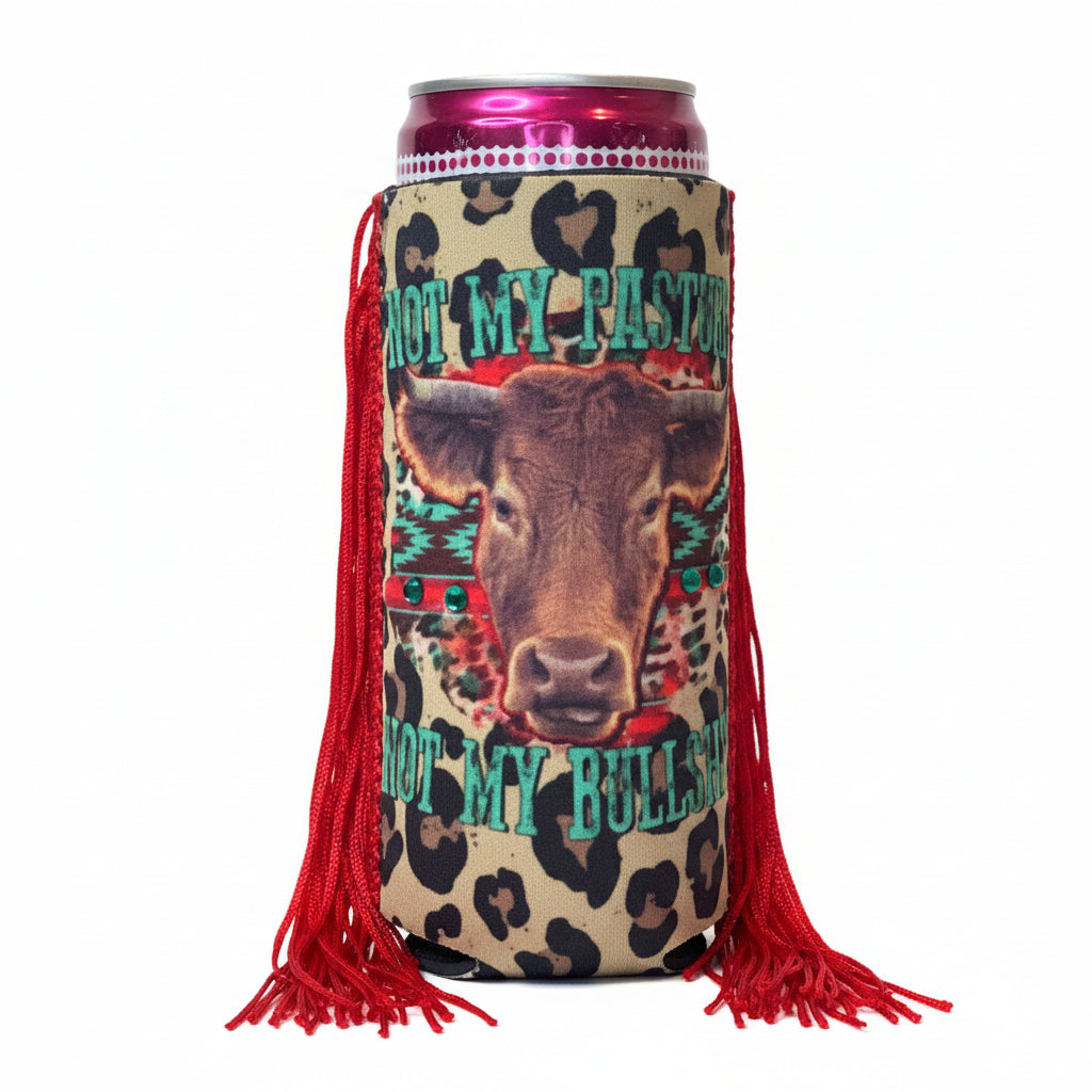 Slim Not My Pasture Fringe Koozie