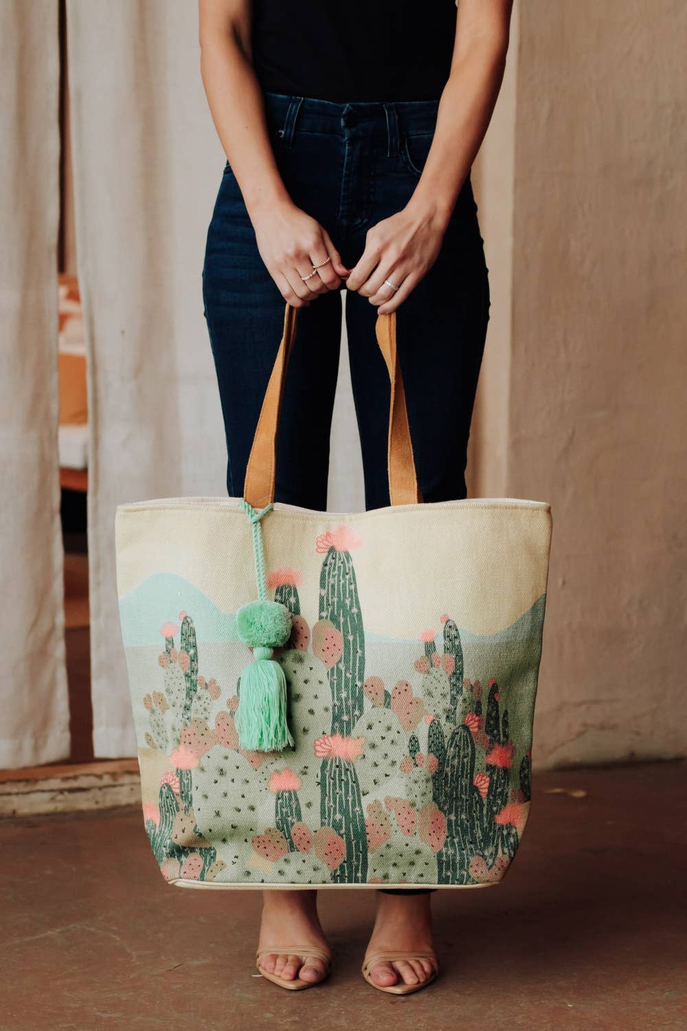Ivory Cactus Landscape Tote
