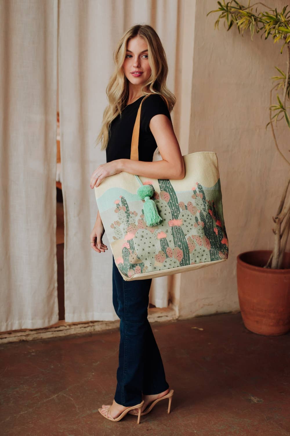 Ivory Cactus Landscape Tote