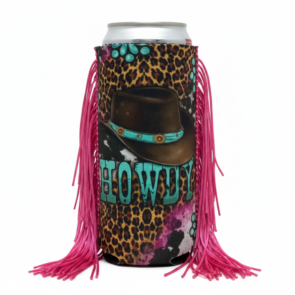 Slim Cowboy Hat Howdy Fringe Koozie