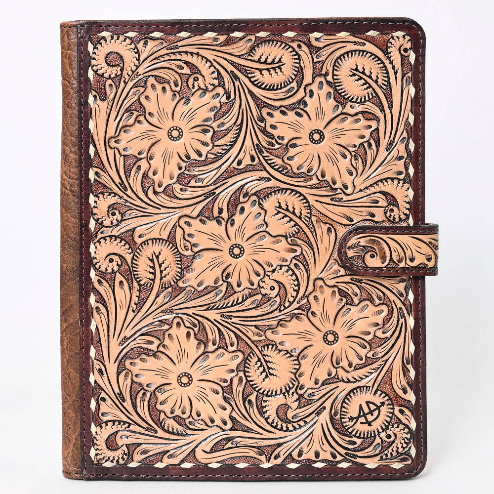 American Darling Hand Tooled Leather Portfolio -Western Floral Sleeve