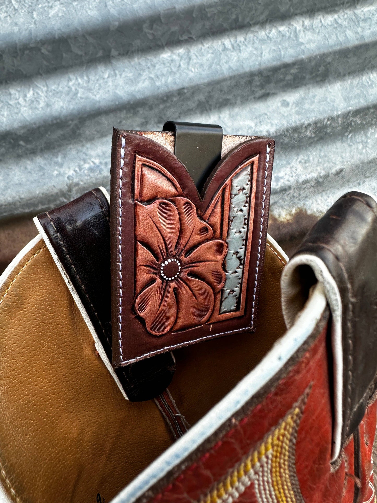 Leather slide-on Boot Wallet