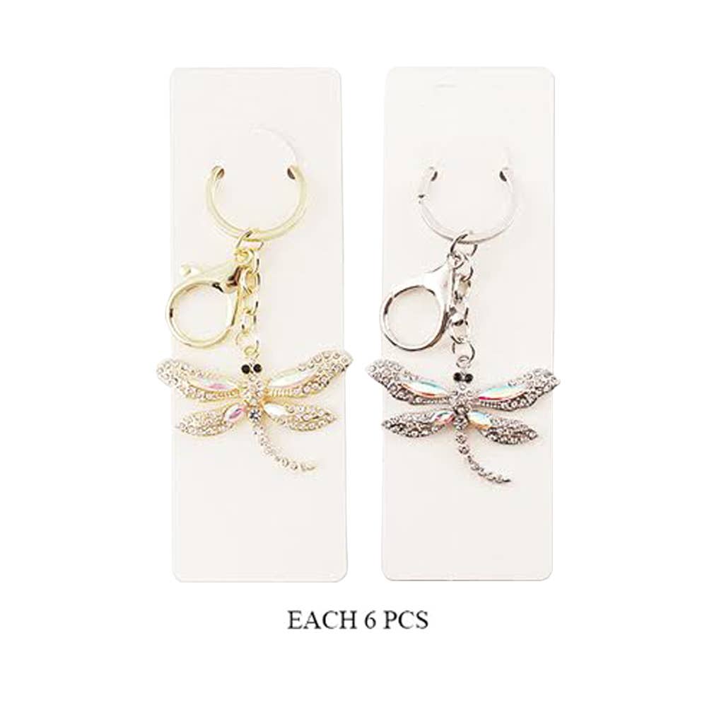 Rhinestone Paved Dragonfly Keychains