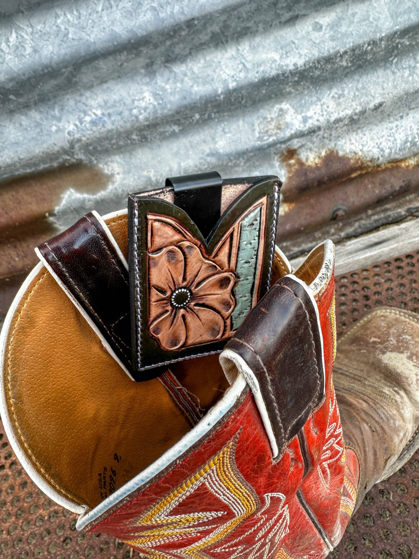 Leather slide-on Boot Wallet