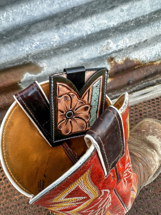 Leather slide-on Boot Wallet