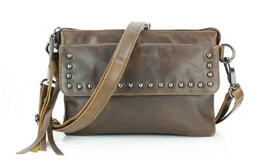 Studded Front With locking CC pocket Crossbody Bag