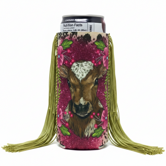 Slim Cow Fringe Koozie