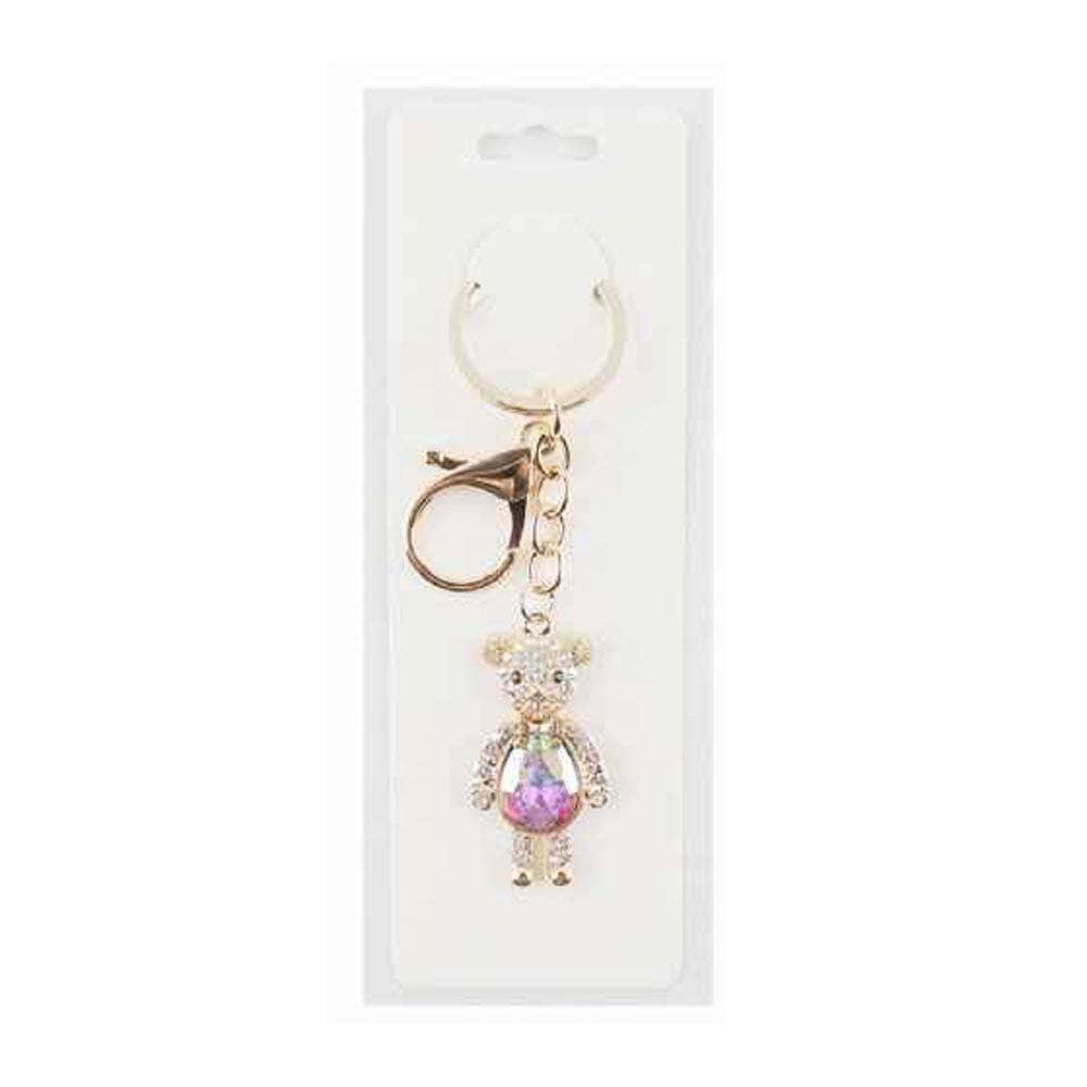 Rhinestone Teddy Bear Drop Bag Charm Keychains
