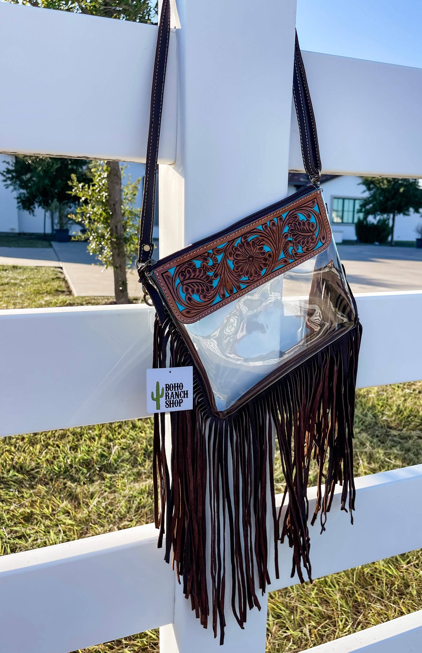 Tooled Leather Clear Crossbody - Rodeo Concert Game Day Stadium