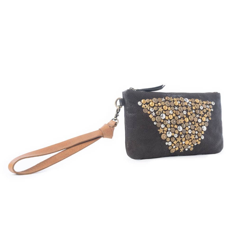 Studded Wash Leather Pouch