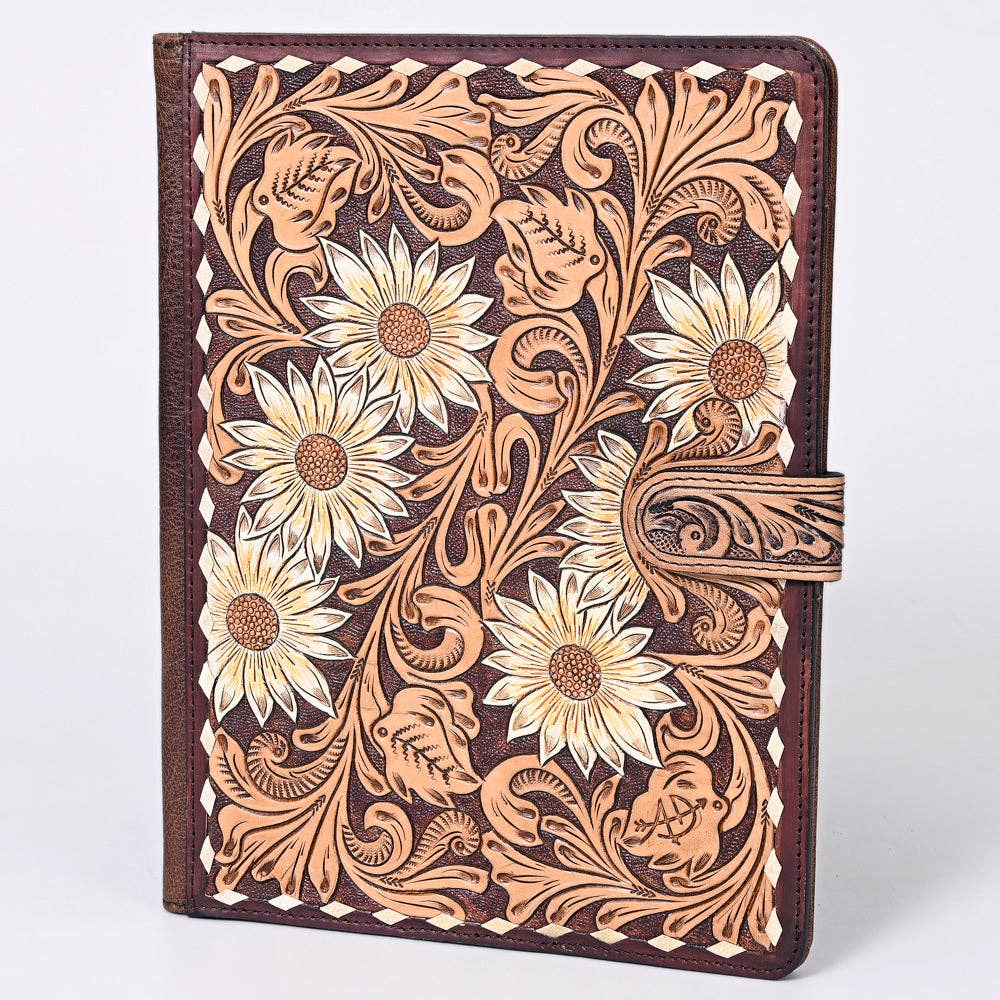 American Darling Tooled Floral Genuine Leather Western Portfolio Bag