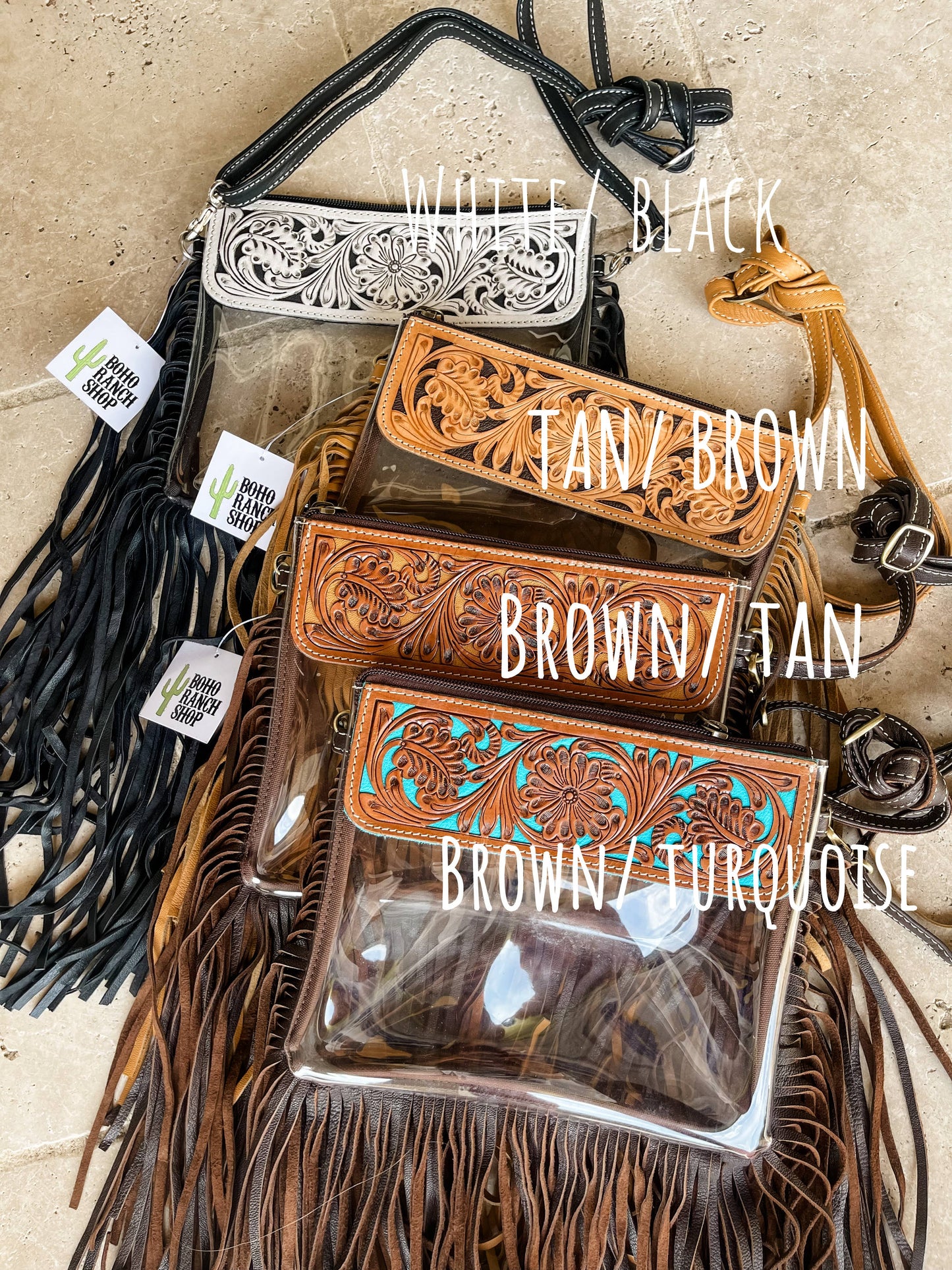Tooled Leather Clear Crossbody - Rodeo Concert Game Day Stadium