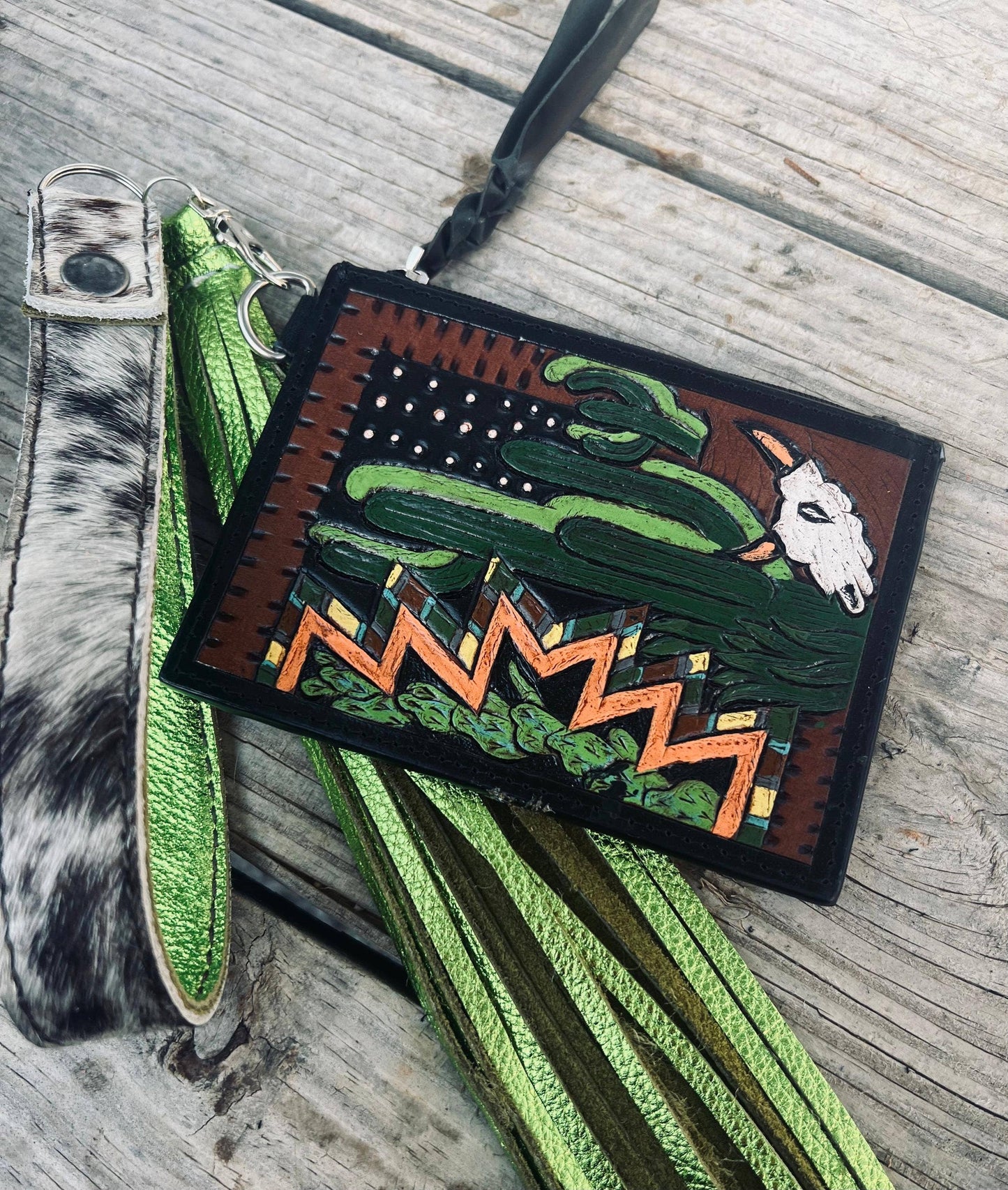 Cactus Green Longhorn Mini Wallet