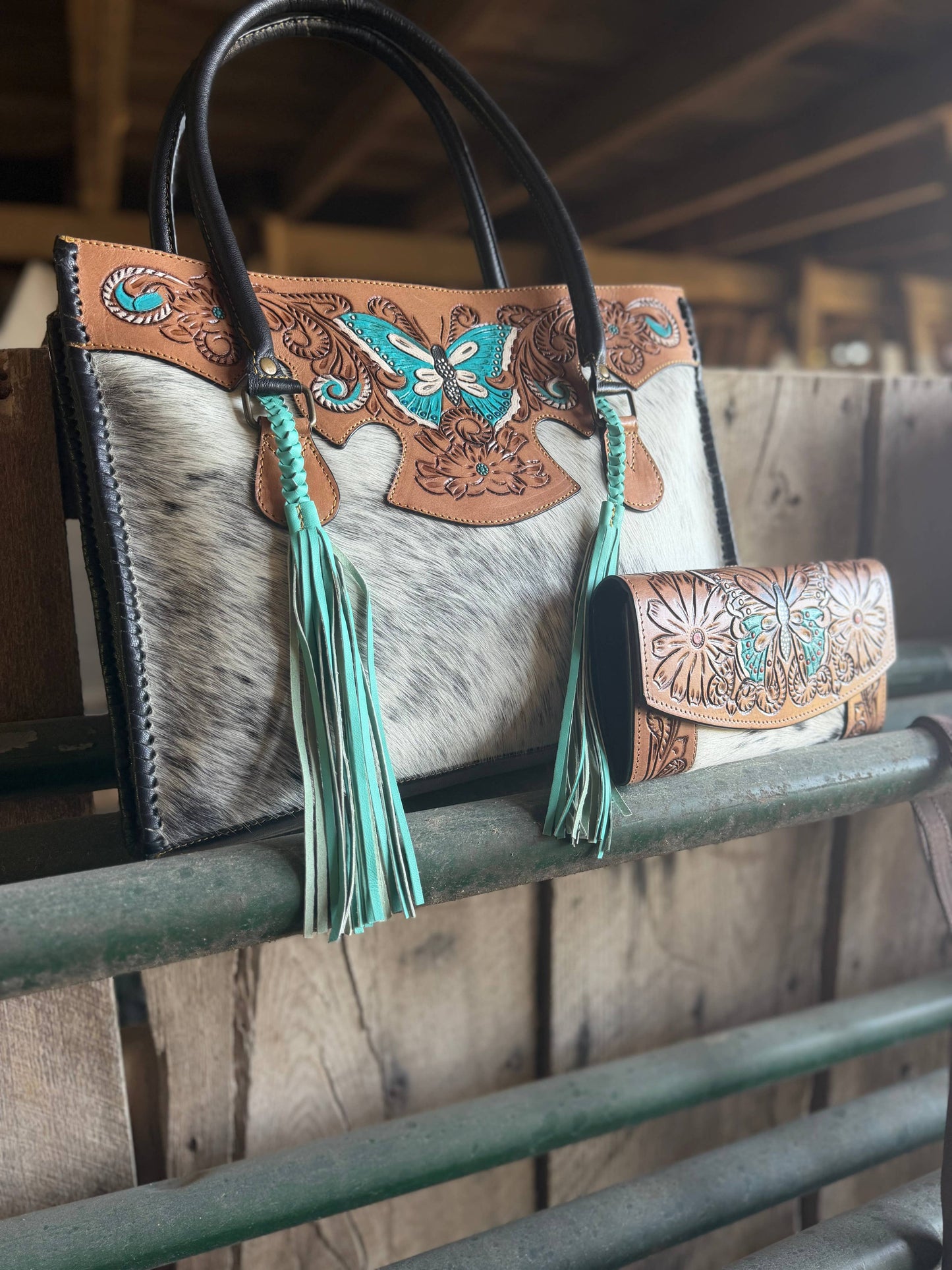 Butterfly Tote and Matching Wallet Set