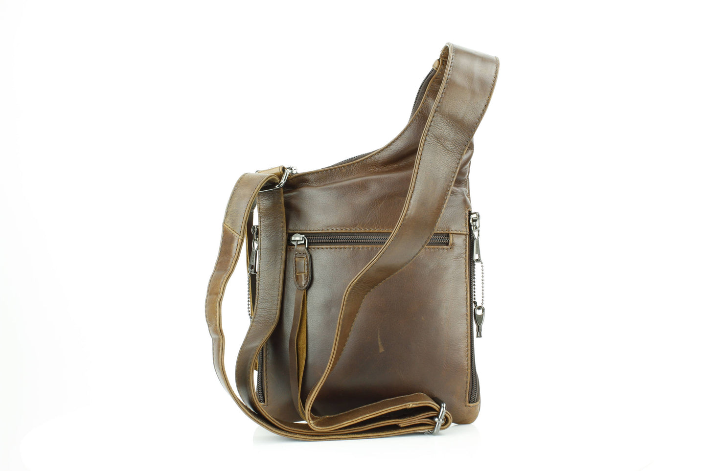 Locking CC Curved Leather Crossbody Bag with Stud Detail
