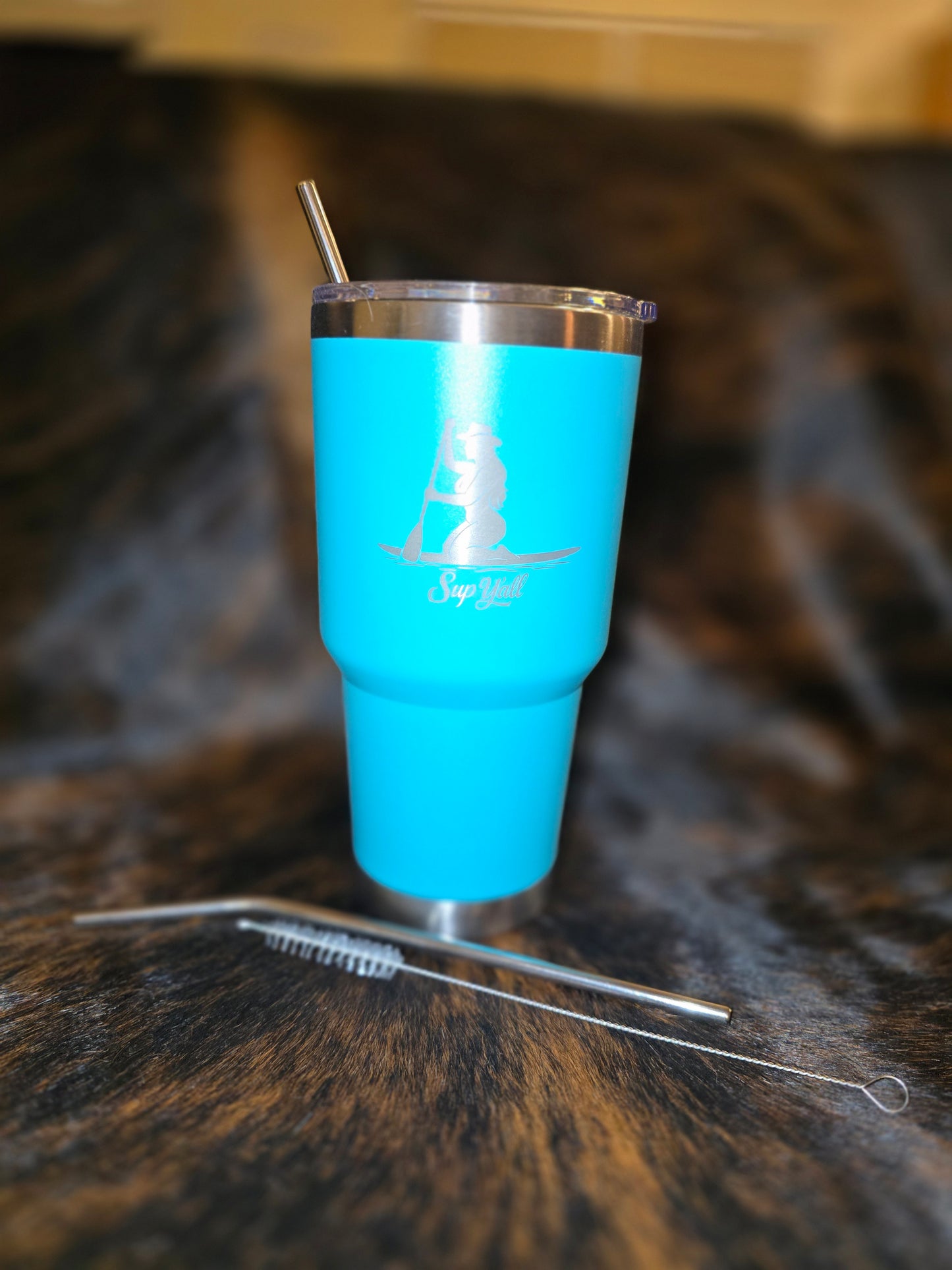 30oz “Sup Y’all” Paddleboard Tequila Tumbler – Hot Pink or Blue (Laser Engraved)