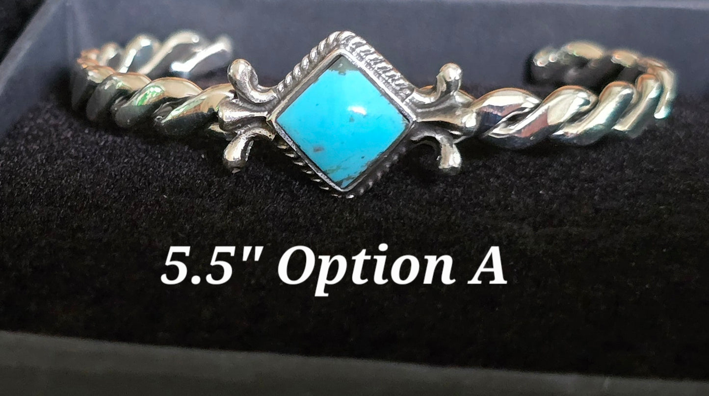 #727 Turquoise Twist Cuff Bracelet - Navajo Artist Mike Smith
