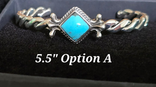 #727 Turquoise Twist Cuff Bracelet - Navajo Artist Mike Smith
