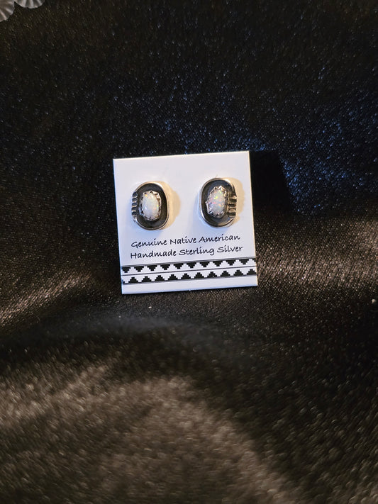 #062 Pink or White opal Studs