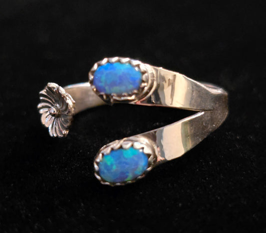 #219 Blue Opal Wrap Ring - Handmade by Navajo Artist Robert Martinez