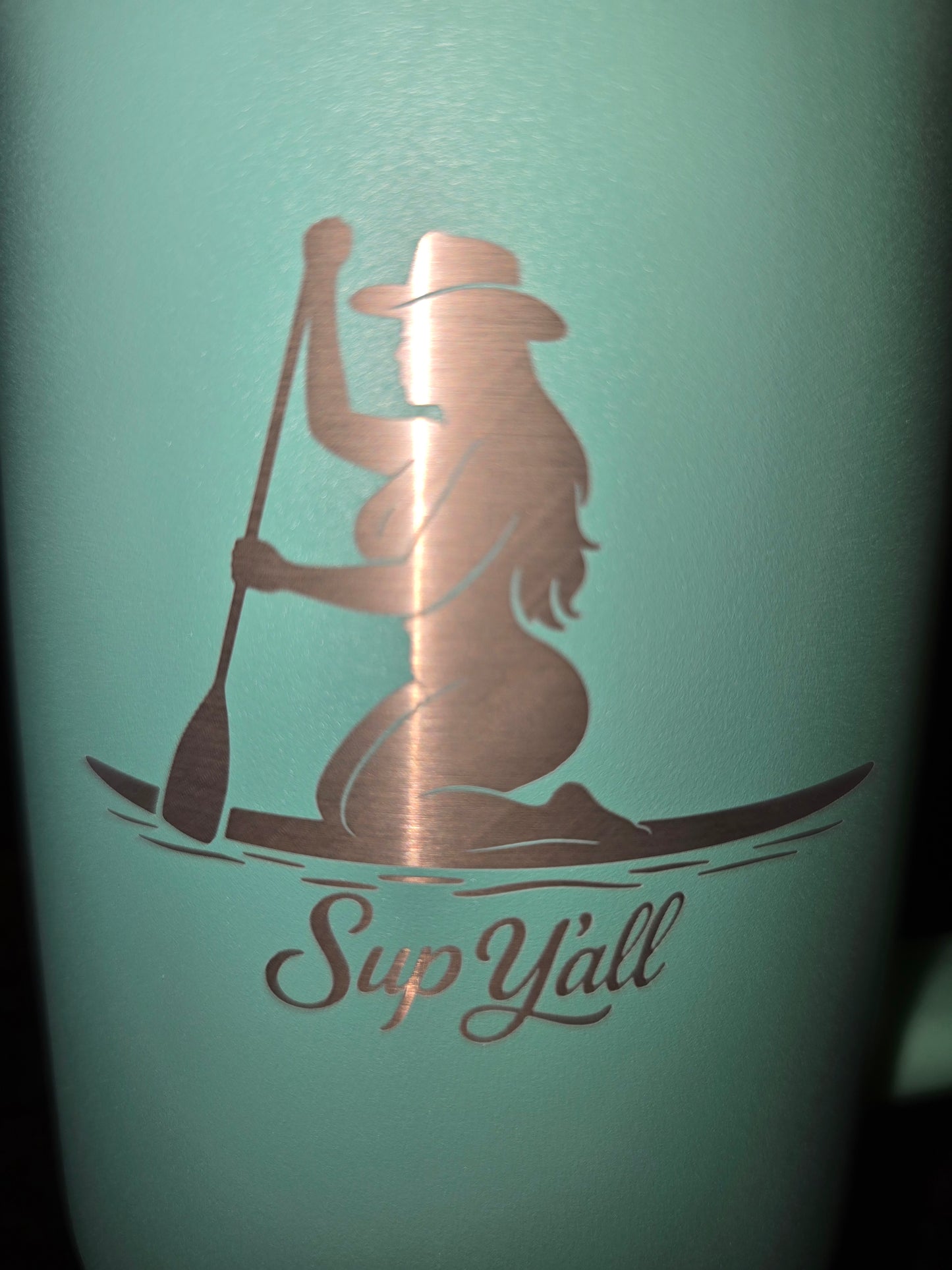 40oz “Sup Y’all” Paddleboard Tequila Tumbler – Hot Pink or Seafoam (Laser Engraved)