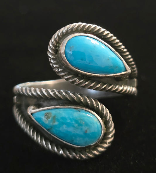 #222 Turquoise Statement Ring - Handmade by Navajo Artist Kenny Lonjose
