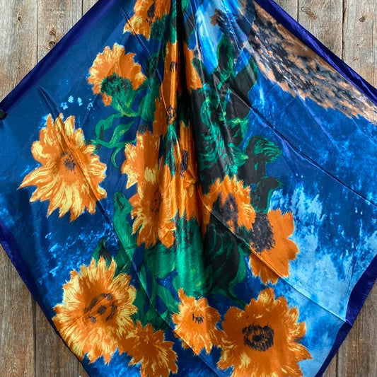 Blue Painted Sunflowers Wild Rag