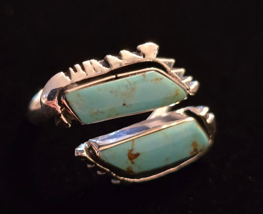 #221 Bar Turquoise Statement Ring - Handmade by Navajo Artist Jeremy Delgarito