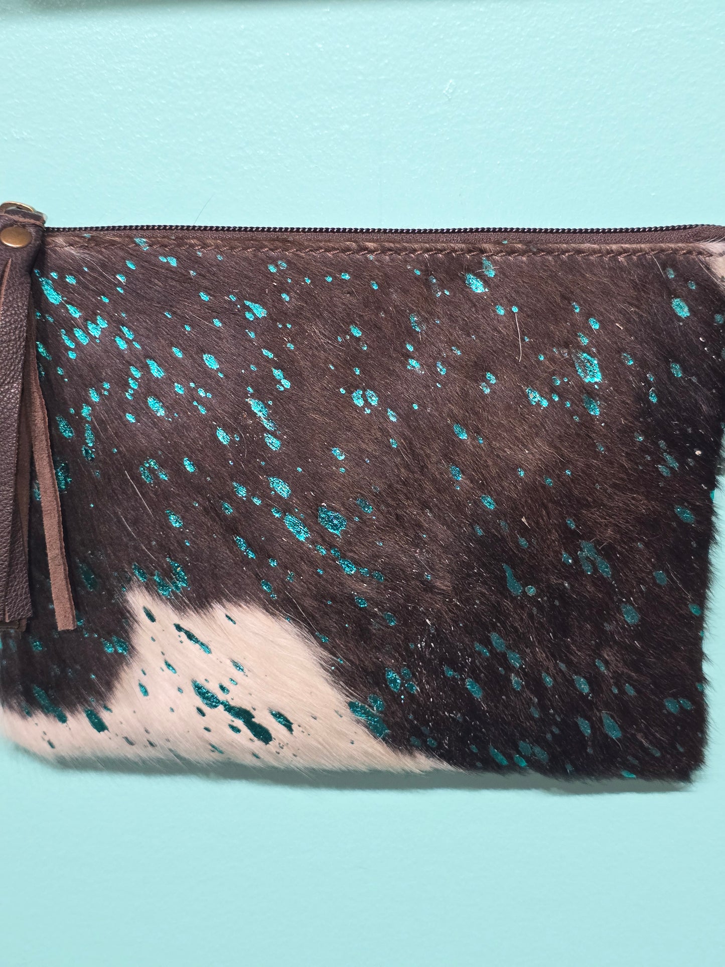 Hair On Hide Crossbody Bag teal fleck