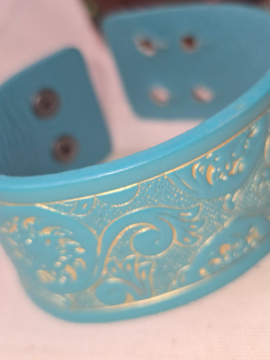Genuine Leather Teal Cuff Bracelet