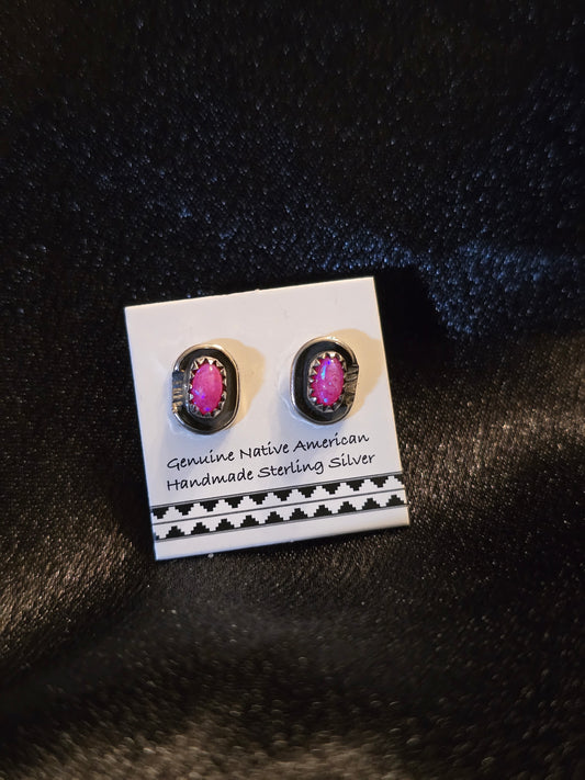 #062 Pink or White opal Studs