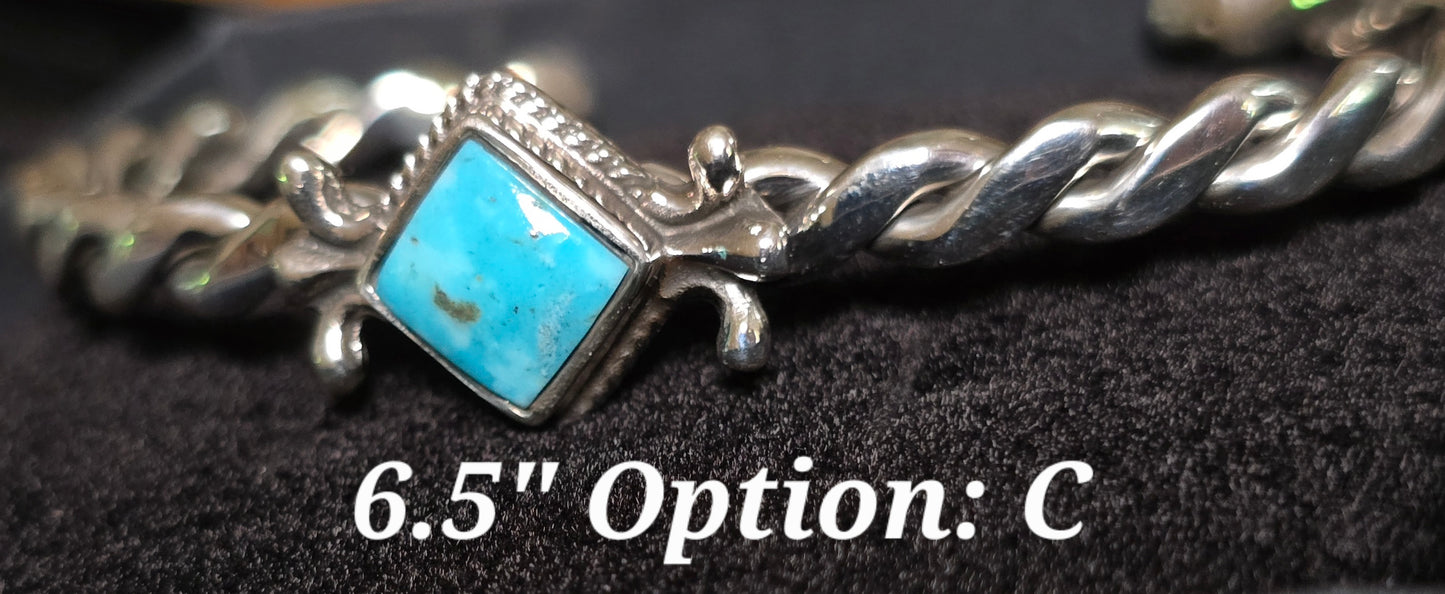 #727 Turquoise Twist Cuff Bracelet - Navajo Artist Mike Smith