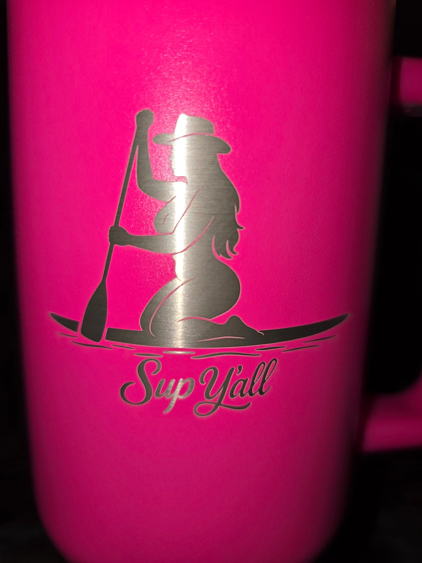 40oz “Sup Y’all” Paddleboard Tequila Tumbler – Hot Pink or Seafoam (Laser Engraved)